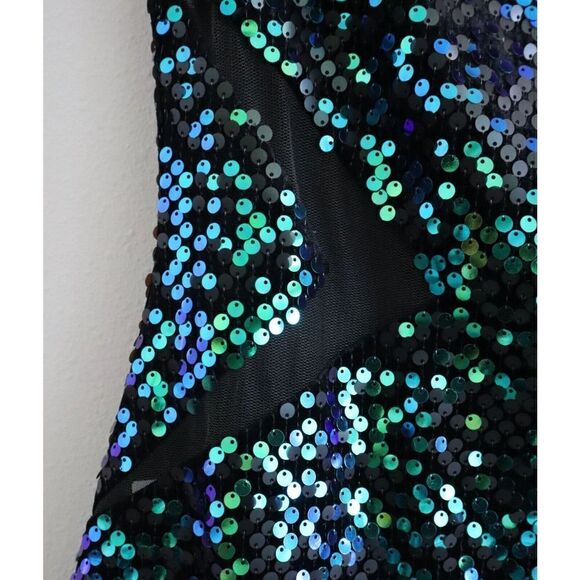 SHO by Tadashi Shoji Sz XS Shamrock Sequin Above The Knee Body-Con Dress - Picture 6 of 16